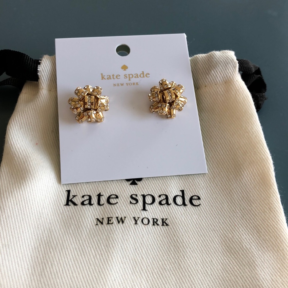 Gold Bow studded Kate spade earrings